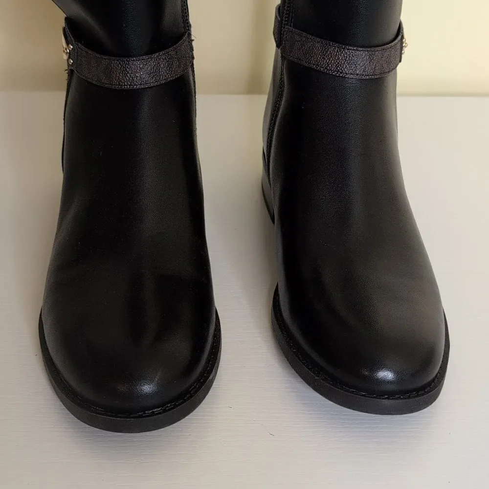 Michael Kors 5.5 Finley Leather Boot In Black/Brown, NEW In Box